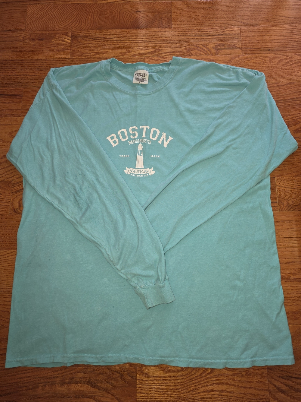 Comfort Colors Boston Nautical Long Sleeve Tee - Light Aqua